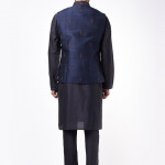 Midnight Blue Kurta Set With Nehru Jacket