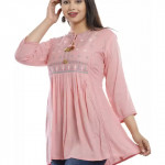 Casual Regular Sleeves Embellished Women Pink Top