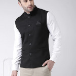 Black kurta set with bundi jackets