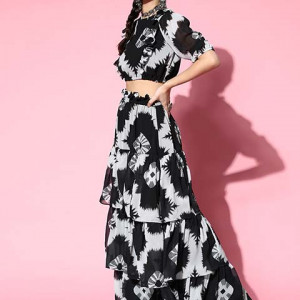 Women Stylish Black Printed Co-ord Set