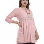 Casual Regular Sleeves Embellished Women Pink Top