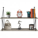 Sorbus® Floating Shelf with Metal Brackets — Wall Mounted Rustic Wood Wall Storage