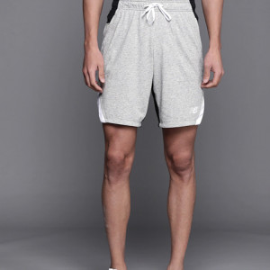 Men Grey & Black High-Rise Sports Shorts