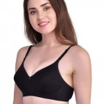 Women T-Shirt Lightly Padded Bra  (Black)