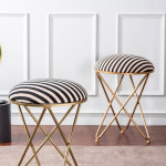 Set Of 2 Striped Ottomans