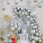 100 Pieces Grey Metallic Birthday Party Balloons