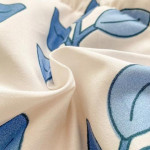 Blue & White Printed Double Queen Bed Cover