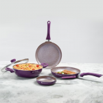 Set Of 4 Purple Printed Health Friendly Cookware